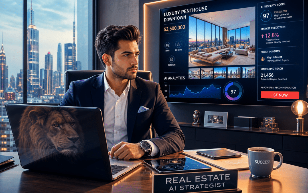 AI e-commerce marketing for real estate agents, showcasing a modern, professional theme.